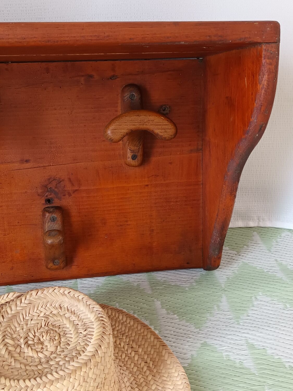 Vintage wooden wall coat rack