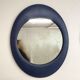 Oval wall mirror 1970s blue faux leather