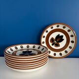 Set of 8 vintage Boch La Louviere soup plates, 1970s, kimono model