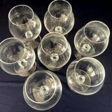 Set of 7 cognac glasses in sober and elegant crystal, beautiful resonance