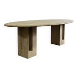 Oval travertine table