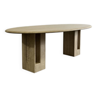 Oval travertine table