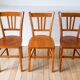 Ensemble de 3 chaises bistrot en bois 1950