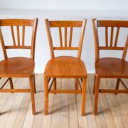 Set of 3 wooden bistro chairs 1950