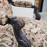 Napoleon III period armchair with floral tapestry, 19th century