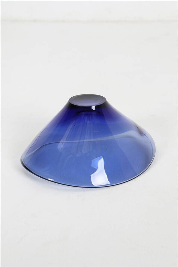 Handcrafted blue glass fruit bowl by Per Lütken for Holmegaard, 1950s