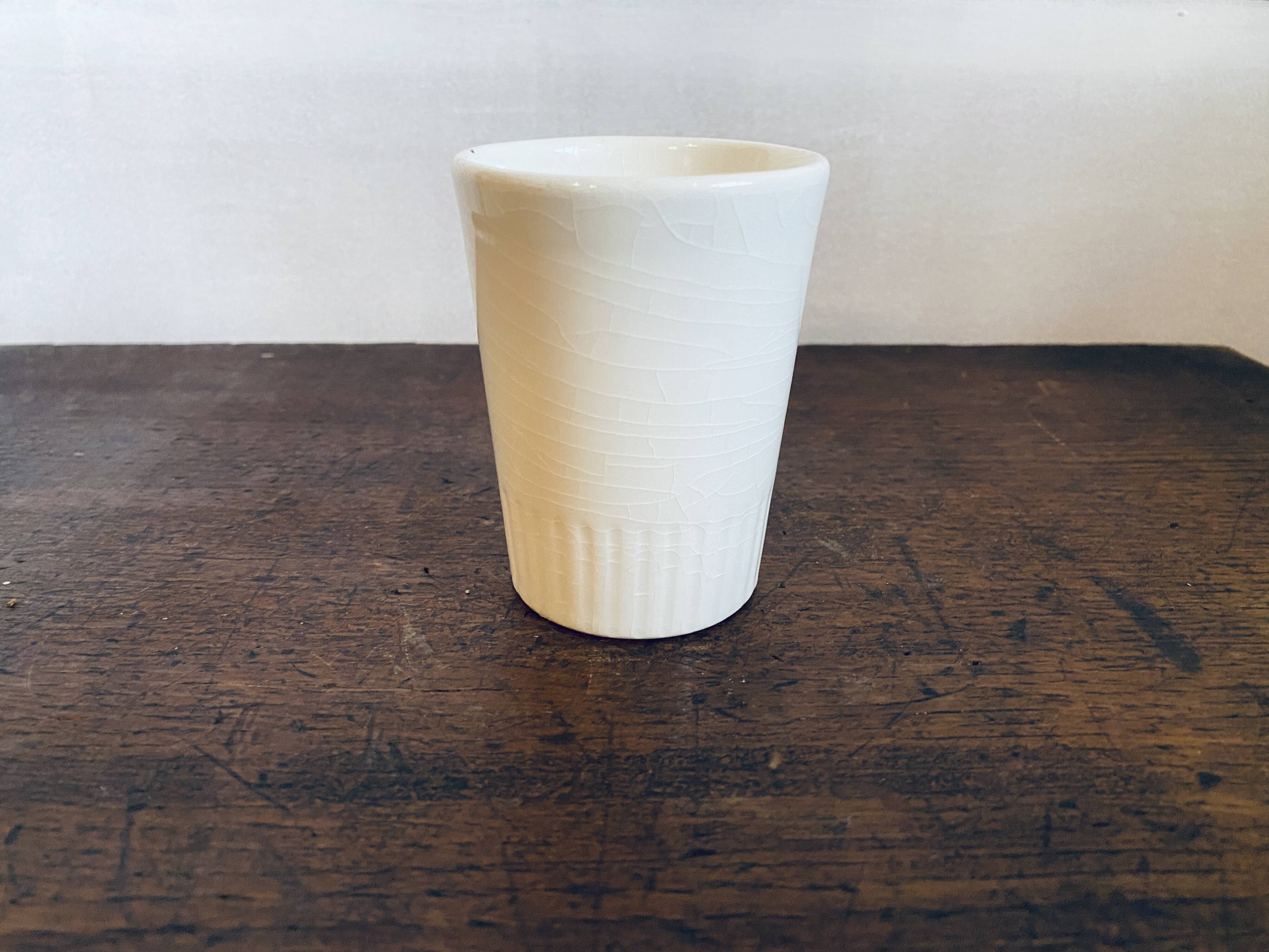 Gien ceramic cup with vintage red pattern