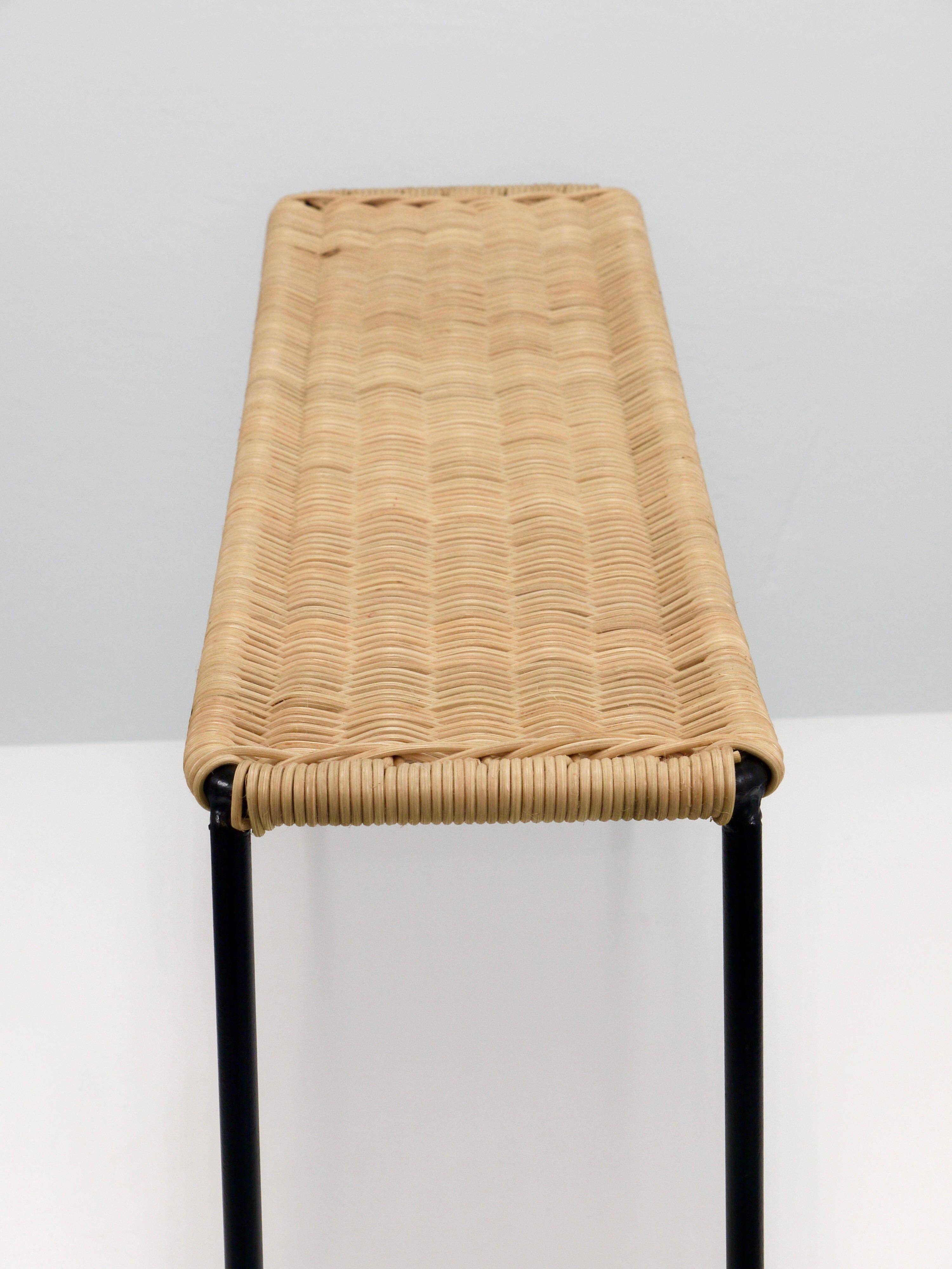 Carl Aubock side table, bench for flowering plants, iron, rattan, wicker, Austria, 1950s