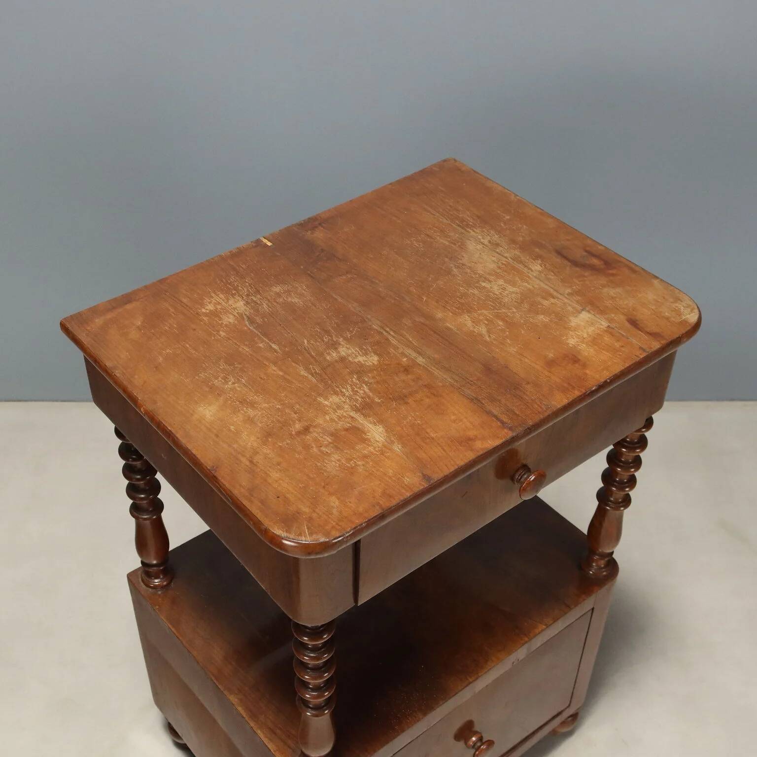 Pair of Louis-Philippe bedside tables in walnut.