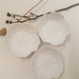 3 white ceramic flower cups