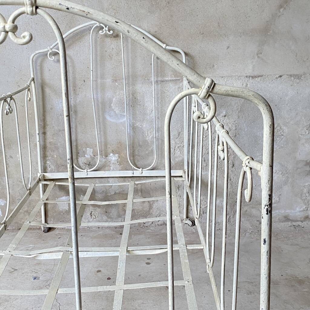 Vintage 1950s wrought iron bed bench