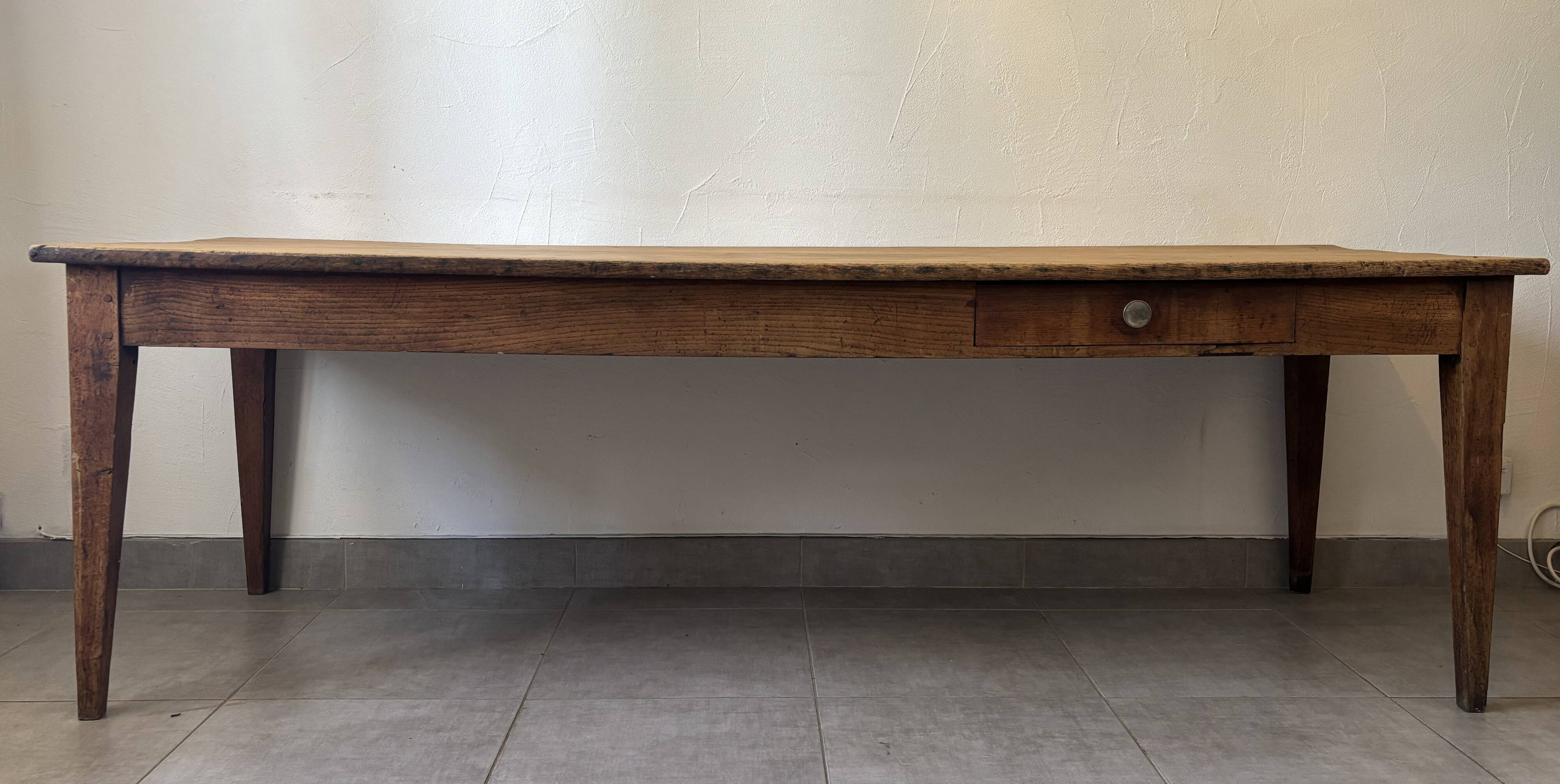 Authentic vintage farmhouse table from the 1950s in solid oak.