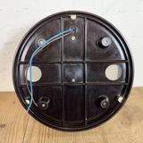 Applique, plafonnier industriel en bakélite et verre opalin, années 1950