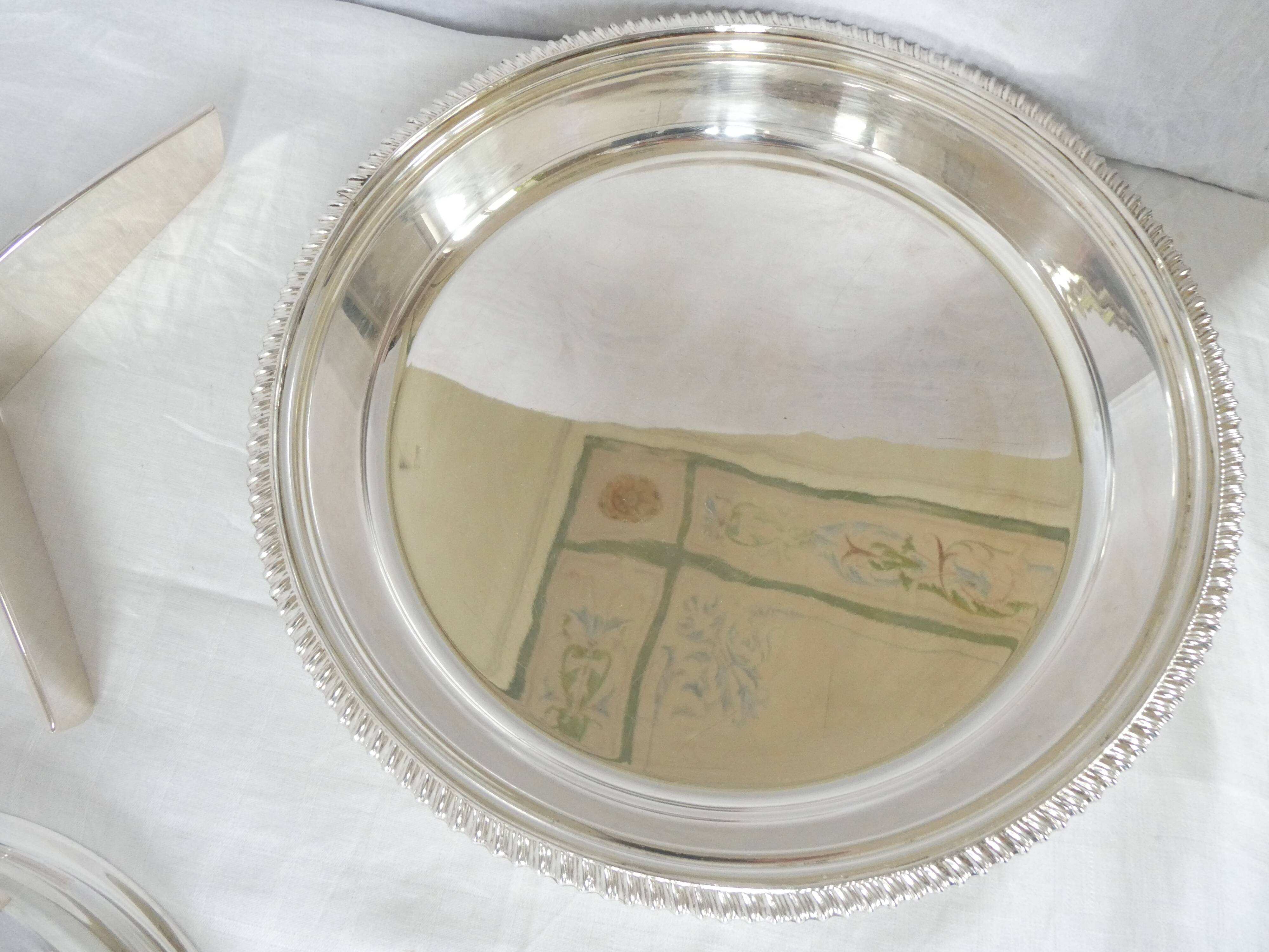 Rare large English silver-plated vegetable dish with compartments