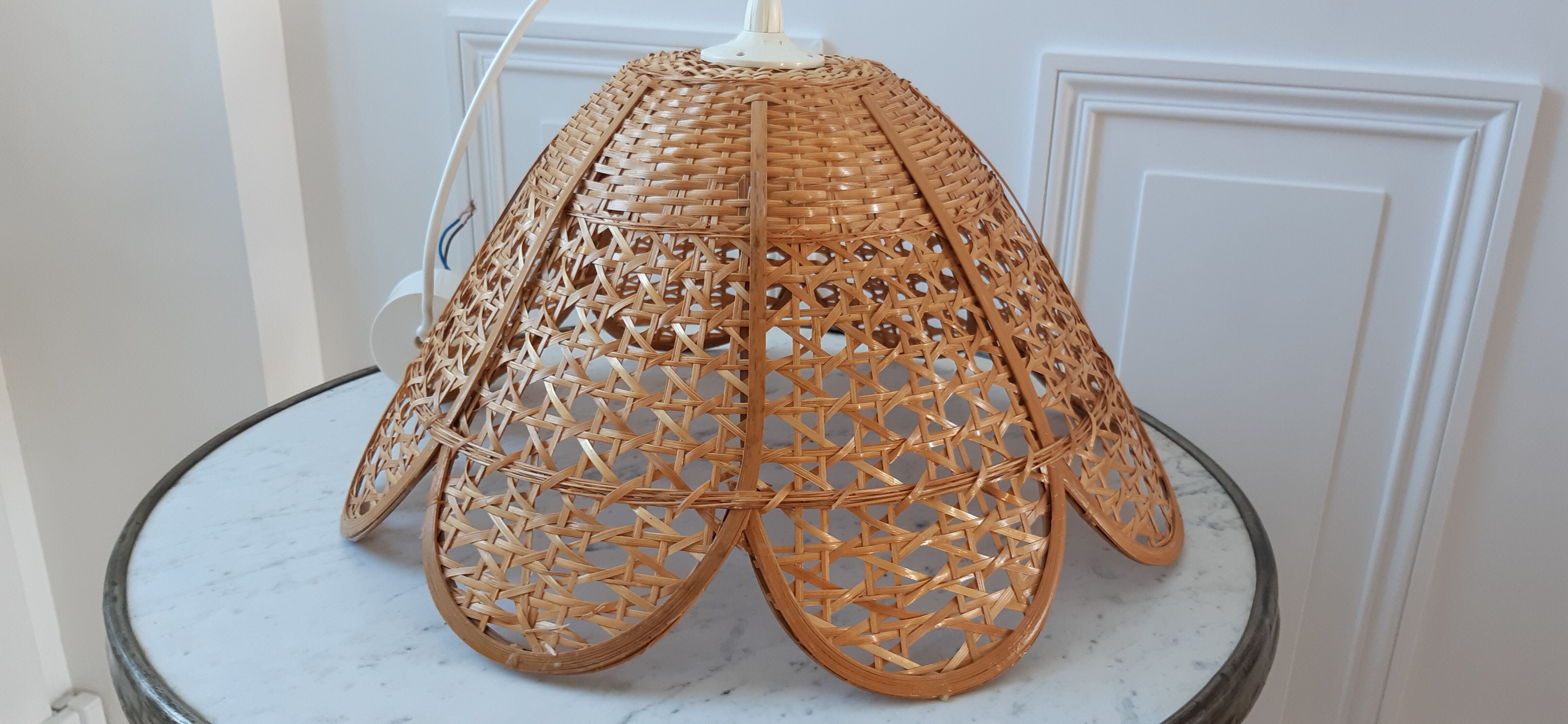 Wicker suspension / rattan flowers petal 70s