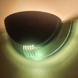 Pair of half-moon wall lights in green metal and plexiglass, 1980s