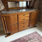 Buffet sideboard solid wood marble stone