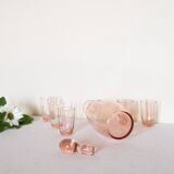 Old pink fine glass liquor service