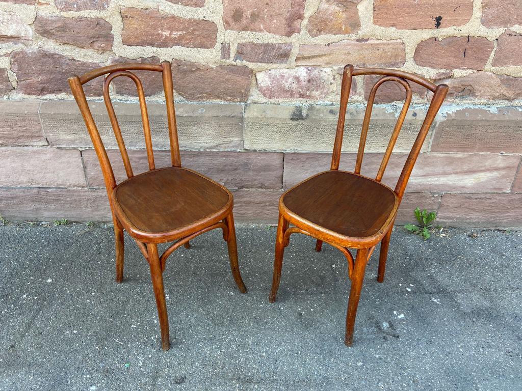 Pair of chairs bistro coffee wood curved