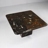 Table basse vintage en pierre fossilisée