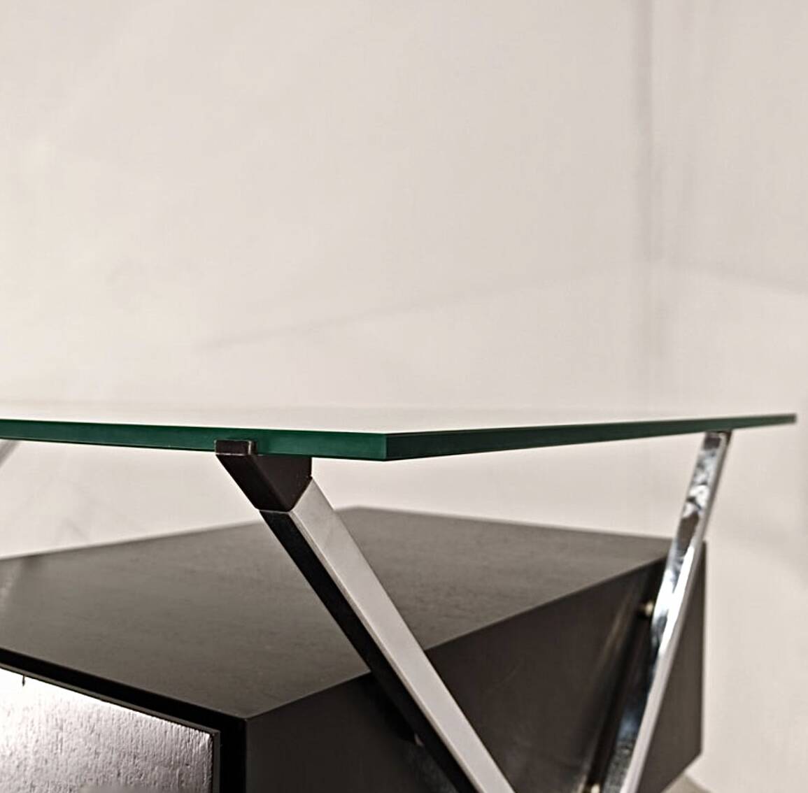 Chrome desk, glass and wood by Franco Albini for Knoll International.