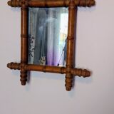 Antique bamboo mirror with pitted glass 40x34 cm