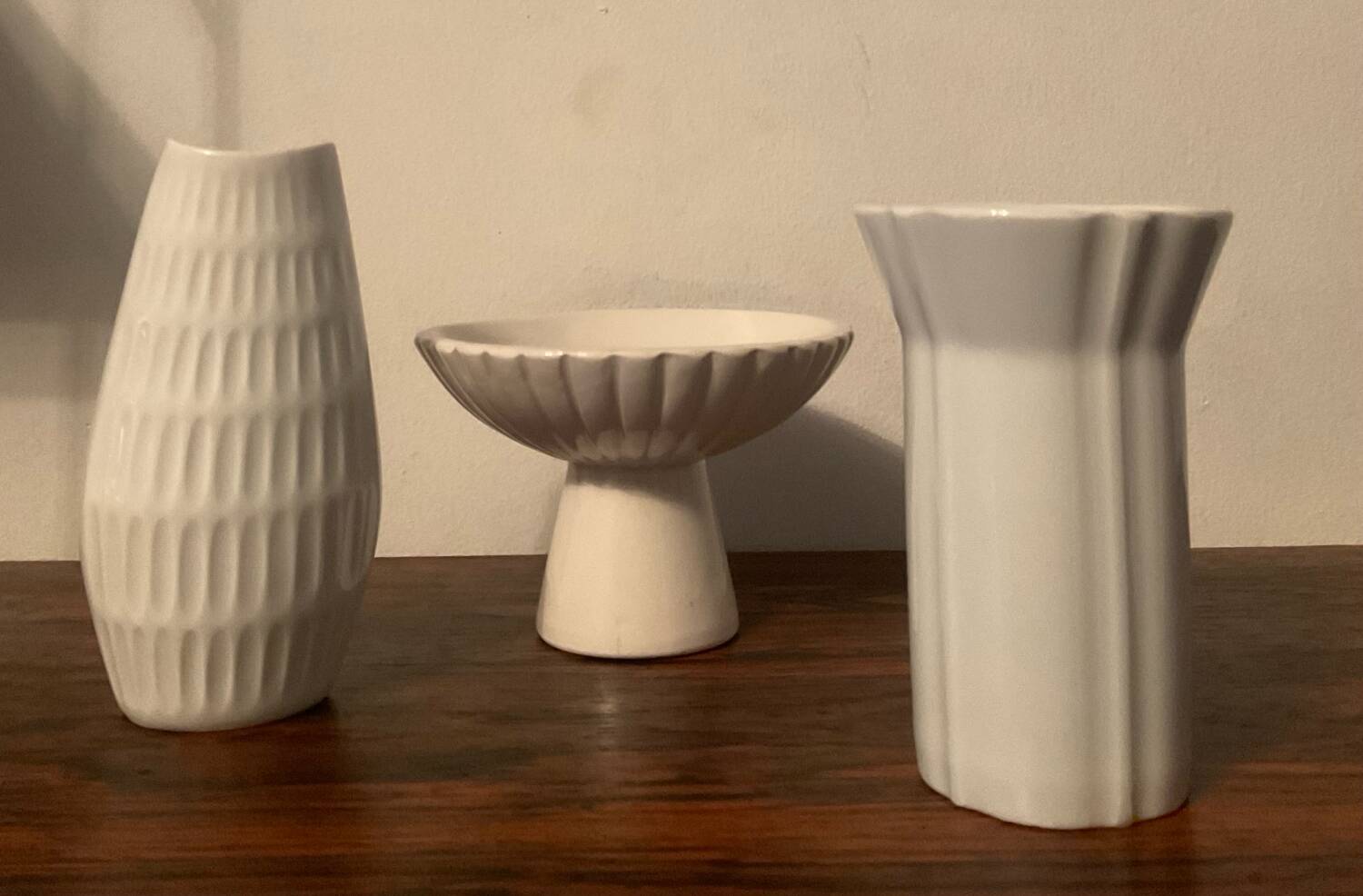 Set of 3 vintage Bareuther porcelain vases.