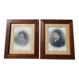 Framed portraits from 1911, 53/63 cm, both