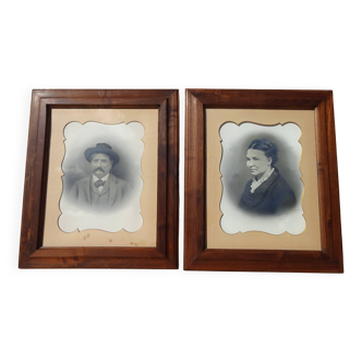 Framed portraits from 1911, 53/63 cm, both