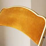 Folding chaisor chairs, gold structure and vintage golden yellow velvet