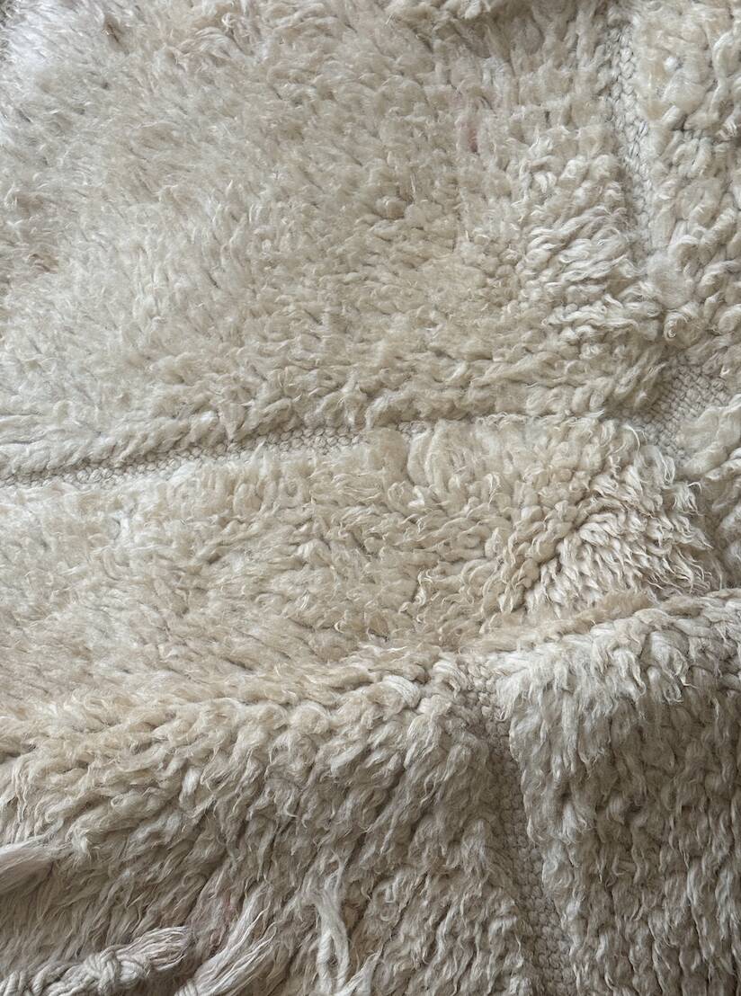 Grand tapis Mrirt béni, 100% laine vierge vintage, 4m x 3