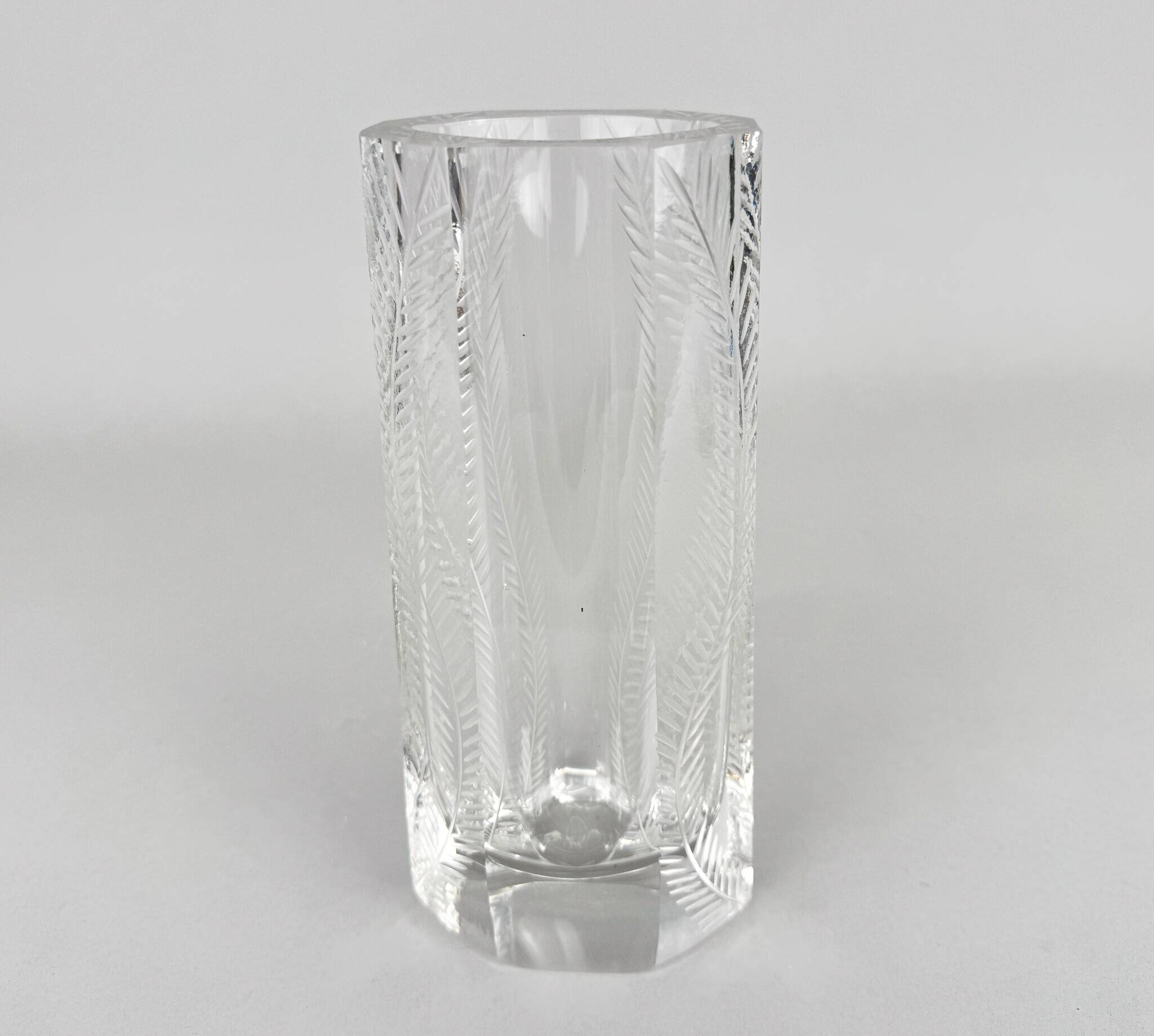 Art Deco Facet Cut Glass Vase
