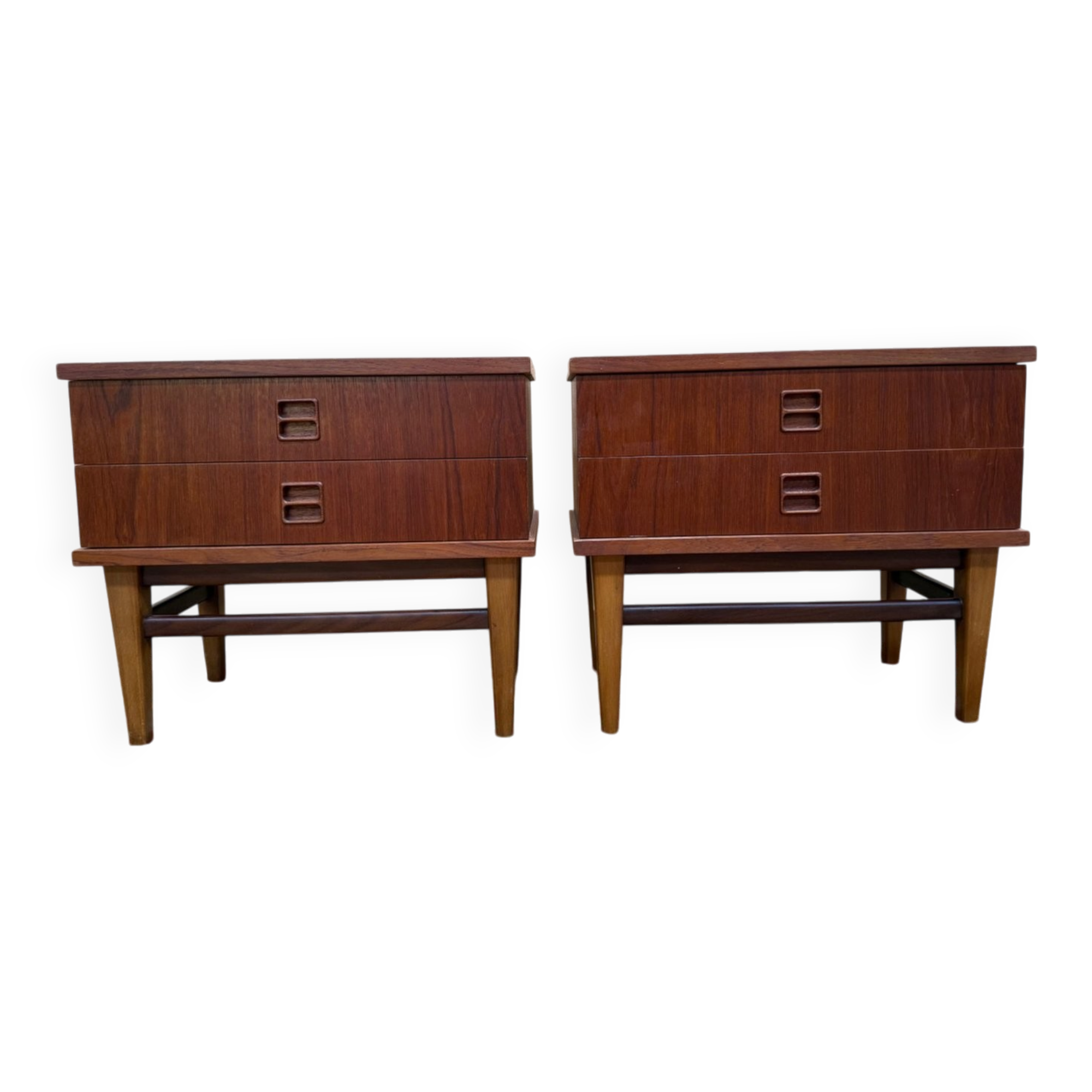 Pair of bedside tables – Scandinavian style – Solid teak – 1960s