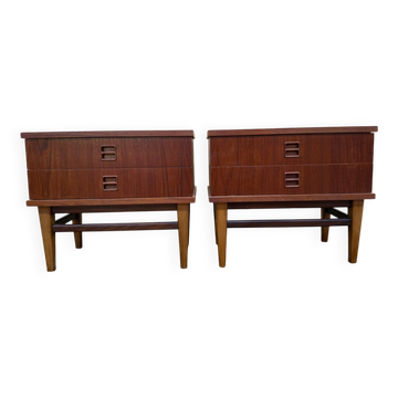 Pair of bedside tables – Scandinavian style – Solid teak – 1960s