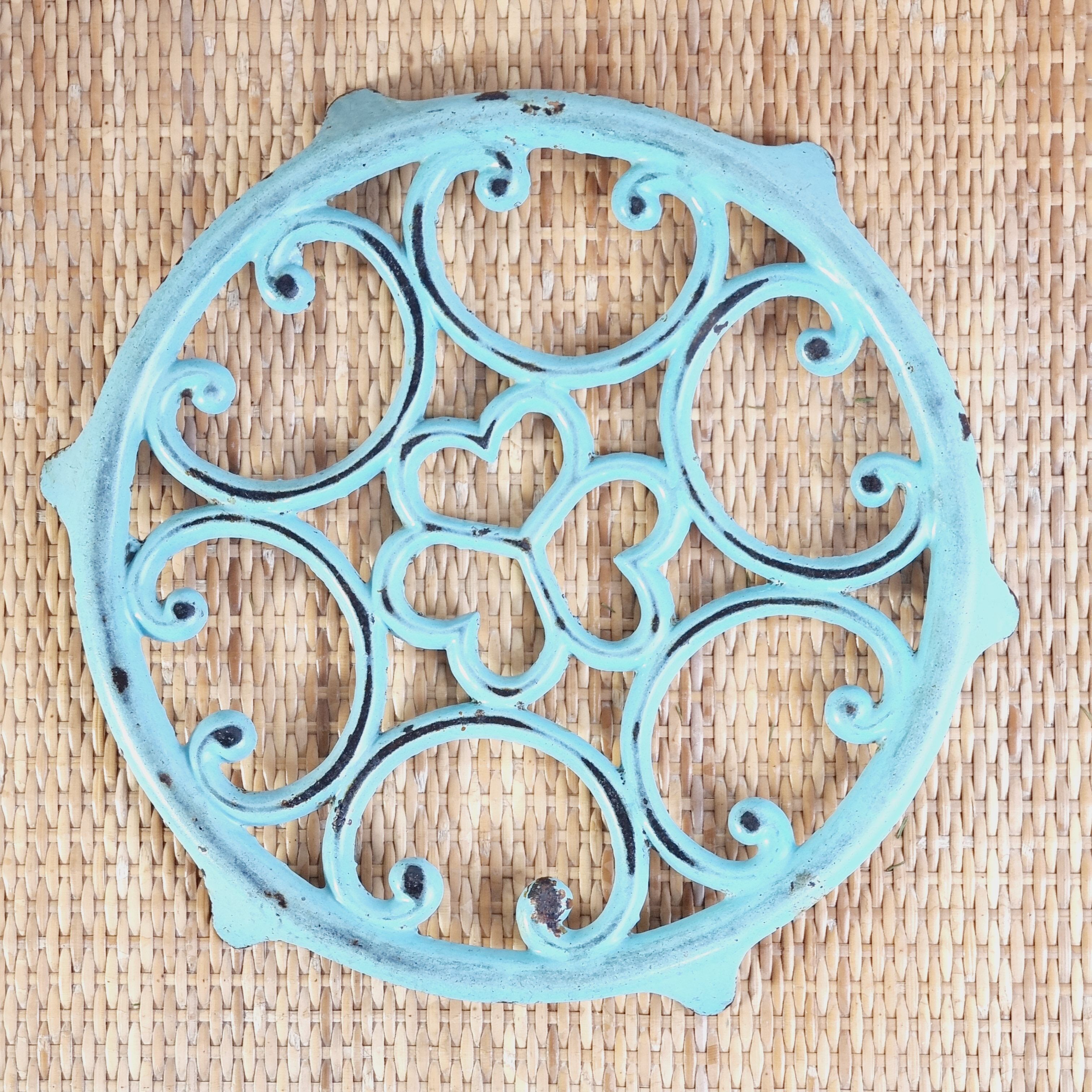 Sky blue cast iron underside