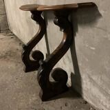 Pair of solid walnut wall consoles Napoleon III 19th century