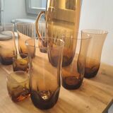 Service de Verres Vintage Ambrés (Carafe + Gobelets) #PIMR