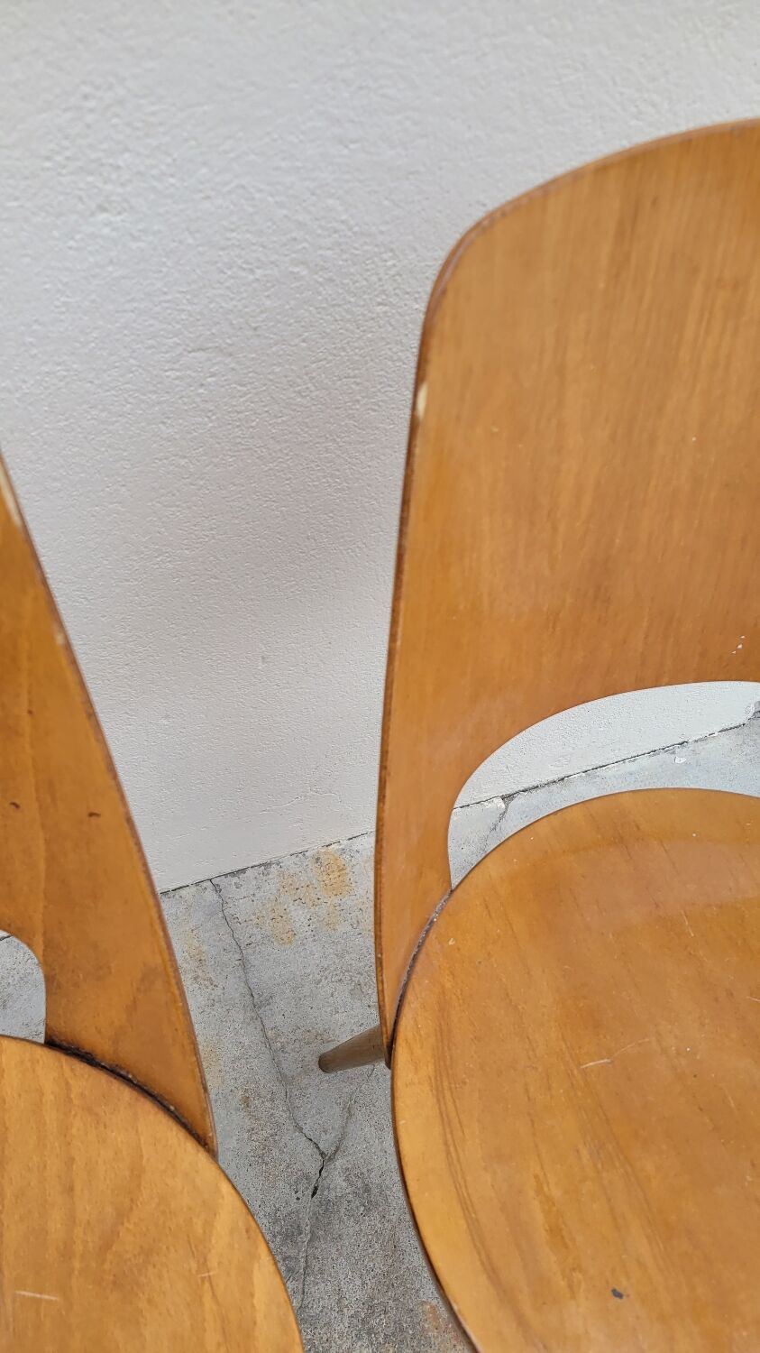 Series of 4 Baumann bistro chairs model Mondor 1950 vintage