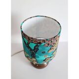 Vintage sandstone foot lamp and printed lampshade