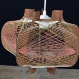 Vintage wood and thread pendant lamp