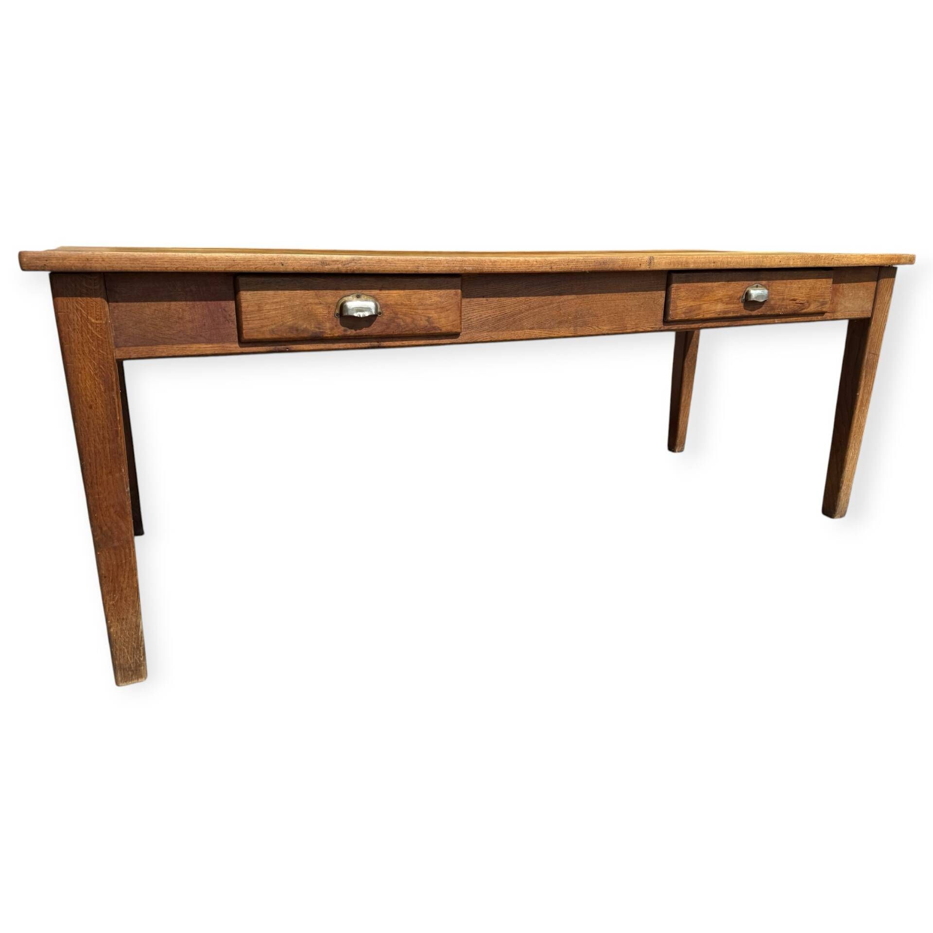 Farm table in Oak 1900 France 2 drawers
