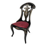 High-backed chair in wood and burgundy boiled cardboard, Napoleon III