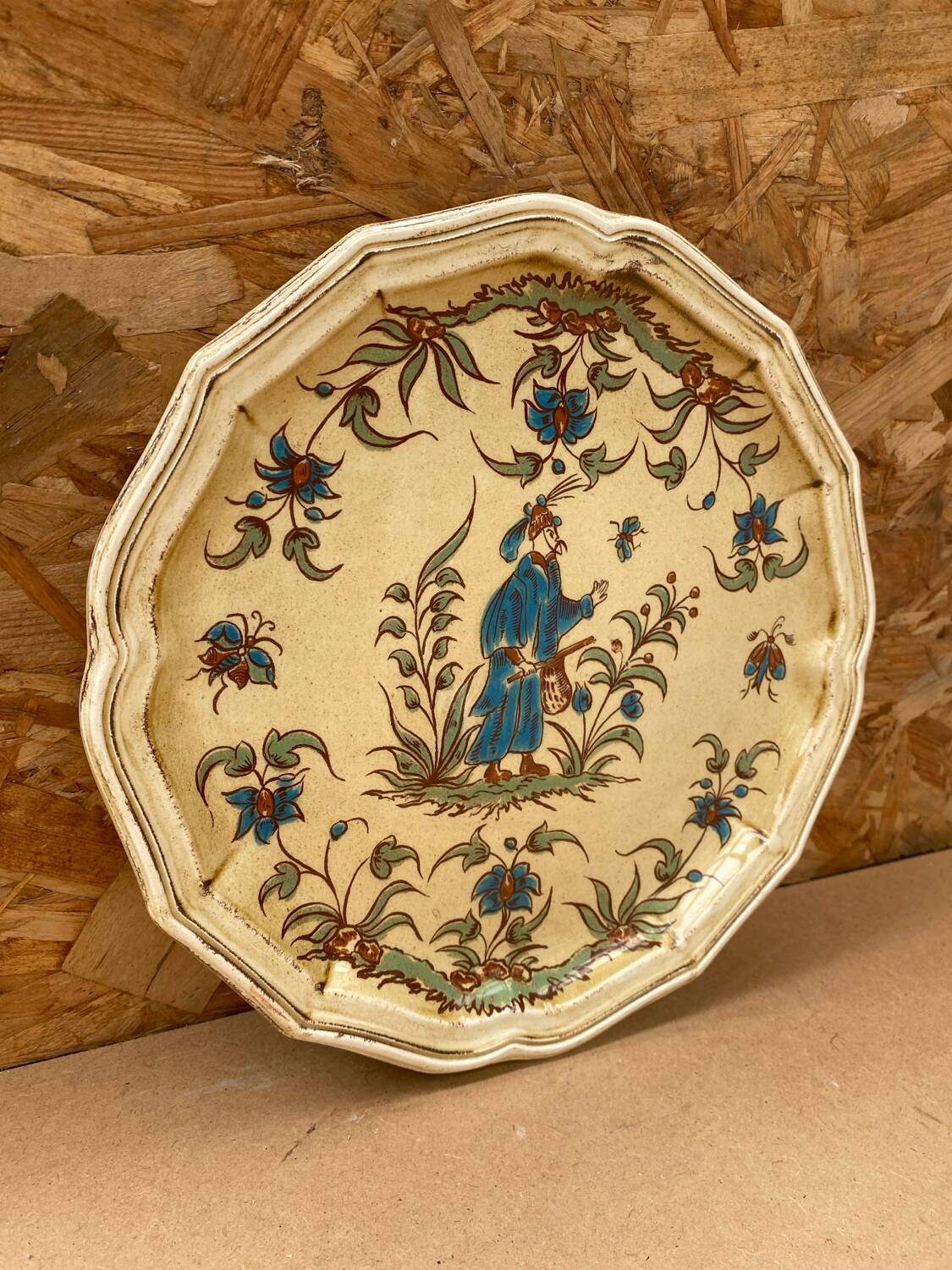 Old Plate MOUSTIERS Salins Ceramic Decor Old Vintage #B196
