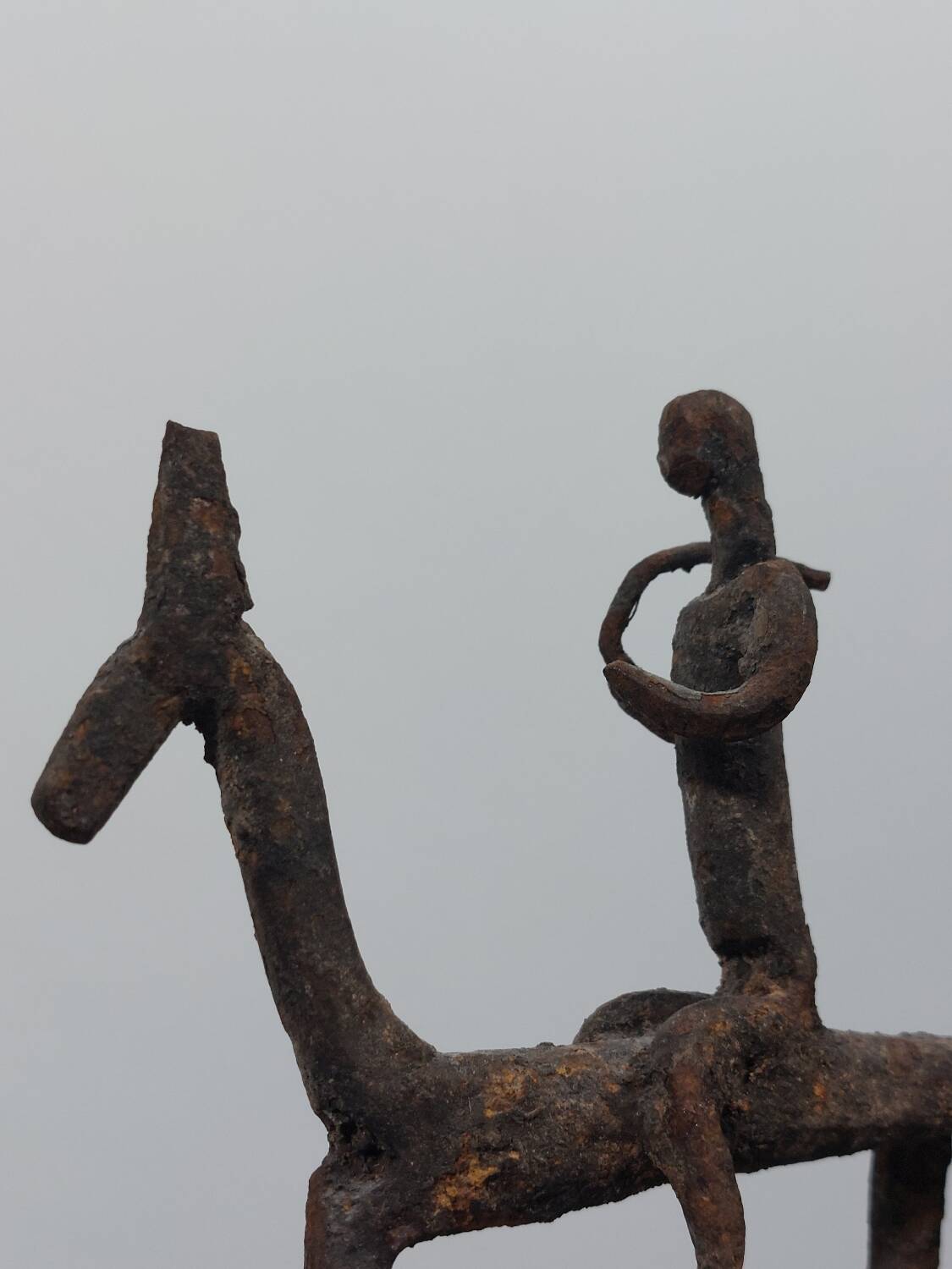 Hand-forged Dogon tribal figurine from naive East Africa.
