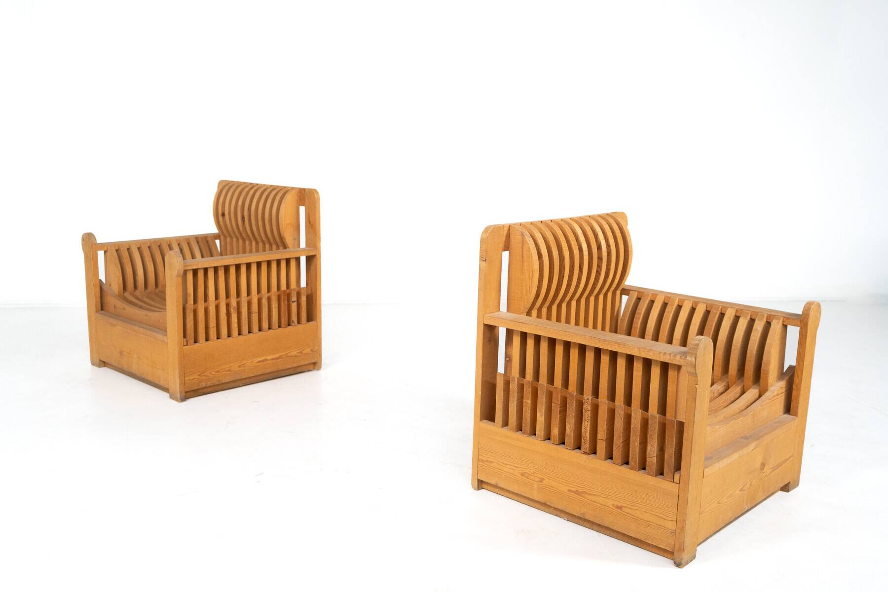 Pair of Armchairs from the " Mobili nella Valle" Series by Mario Ceroli for