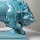 Bison Zsolnay in turquoise glazed earthenware, Hungary, 1940s-50s.