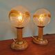 Pair of wooden and blown glass lamps, Honsel Leuchten, 1970s
