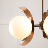 Vintage Italian Copper & Opaline Chandelier, 70s