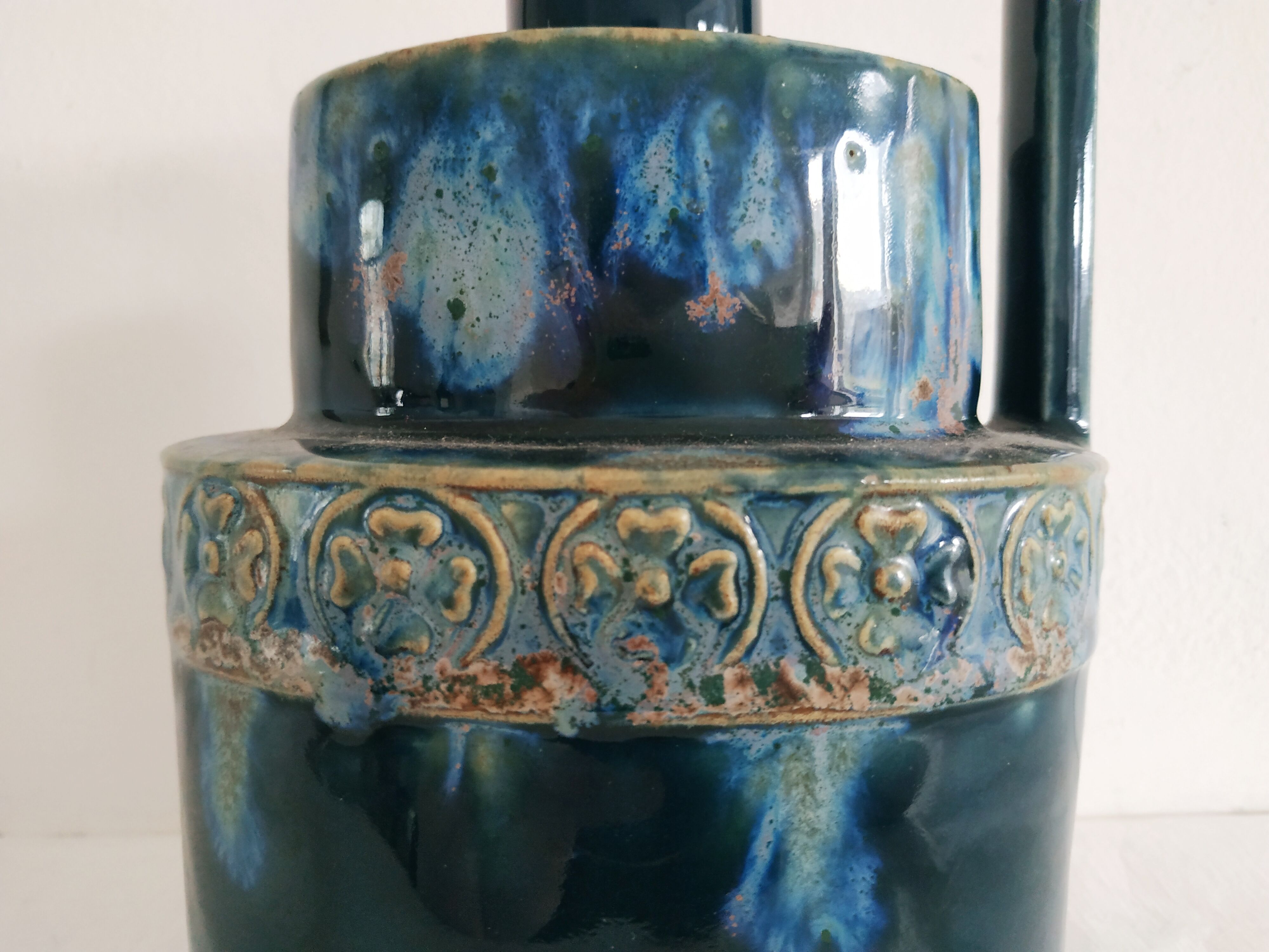 Vintage vase with blue enamels