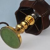 Lot of two retro-modernist lamps with natural leather lampshade